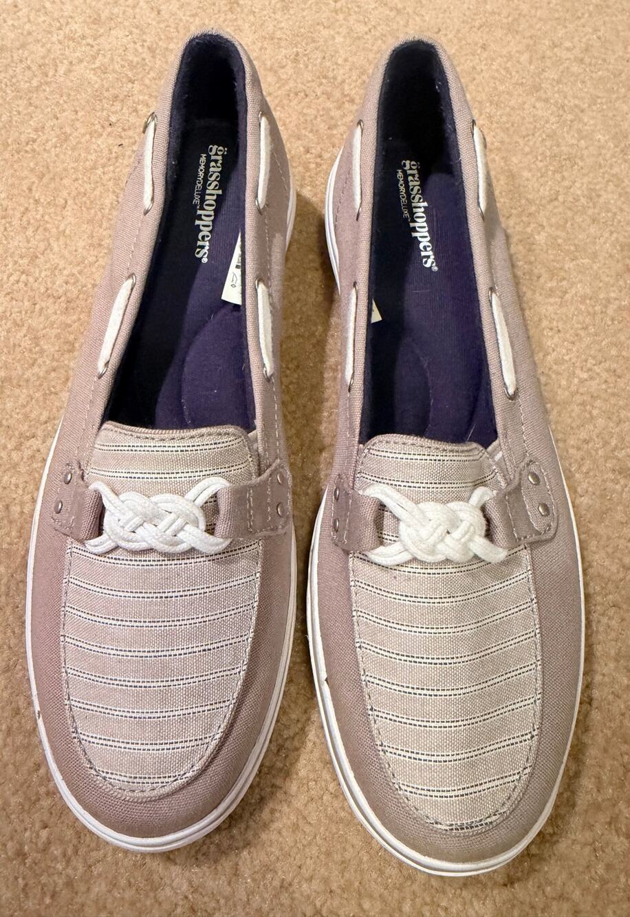 Grasshoppers Keds Boat Shoes Women Size 6.5 Gray Slip On Loafers Memory Deluxe